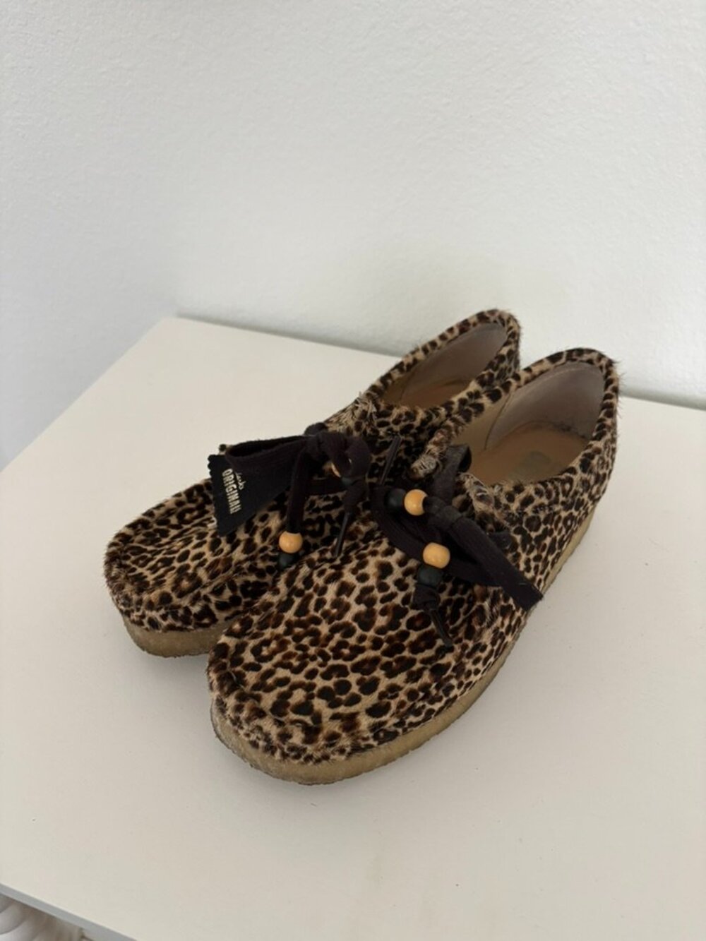 Leopard Clarks Wallabees